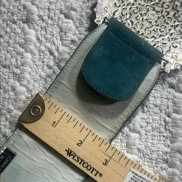 Vintage Charles Jourdan Blue Suede Wide Belt With Intricate Silver Buckle Small Suede Vintage Belts for sale | eBay main image 4